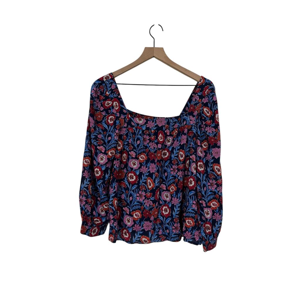 Vineyard Vines Navy Multicolor Floral Square-Neck Blouse